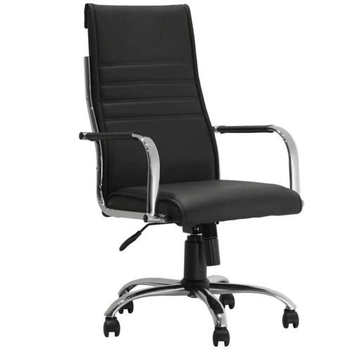 Sillón Ejecutivo De Oficina Dakot 3100 Cromado Ecocuero Negro