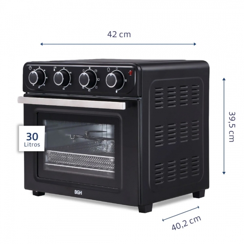 Imagen miniatura Horno Eléctrico Y Freidora De Aire Bgh Bhe30fn24t 30l Negro