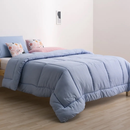 Acolchado Casablanca Oro Liso 2 1/2 P Reversible Celeste