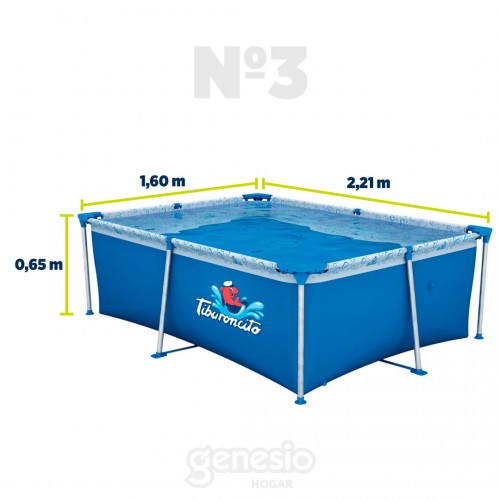 Imagen miniatura Pileta De Lona Tiburoncito N 3 2300 Lts 2.21 X 1.60 X 0.65 M