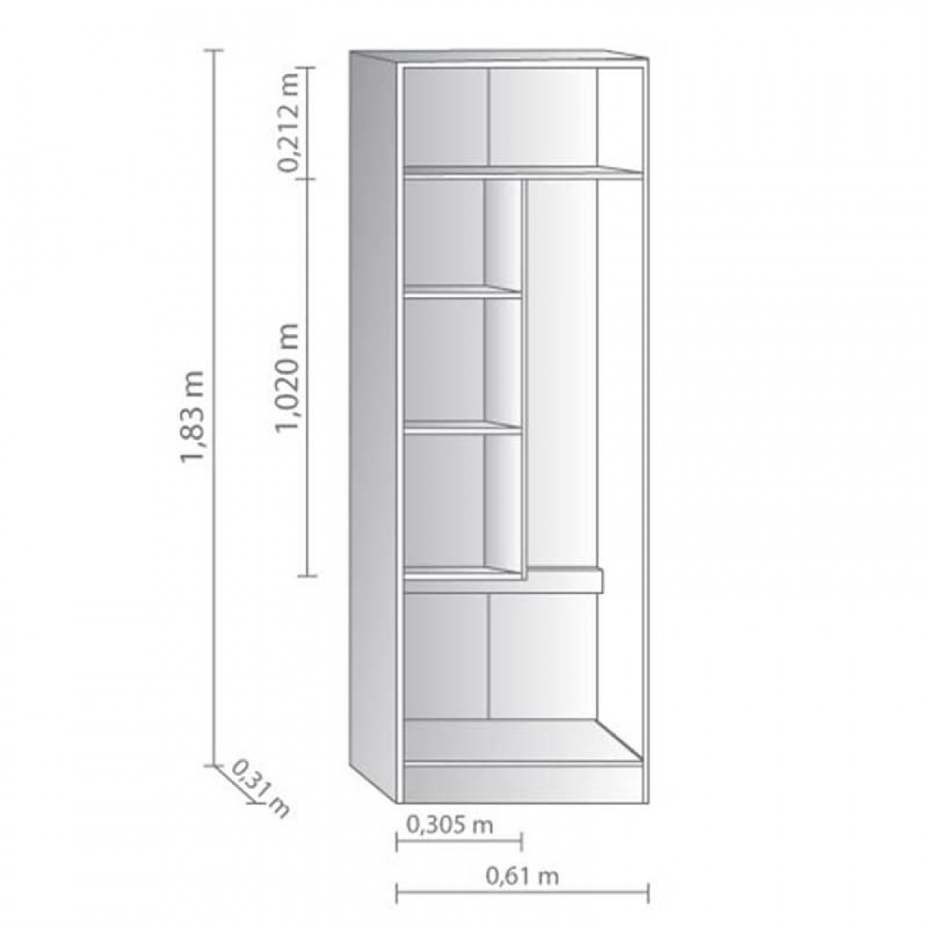Imagen Escobero Platinum 3093 2 Puertas 4 Estantes 1.83 M Blanco Con Tabaco