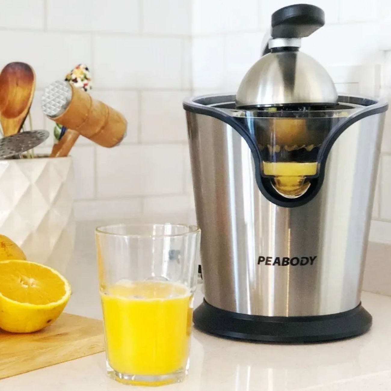Imagen Exprimidor De Jugo Eléctrico Peabody Pe-ec403ix 100w Manija