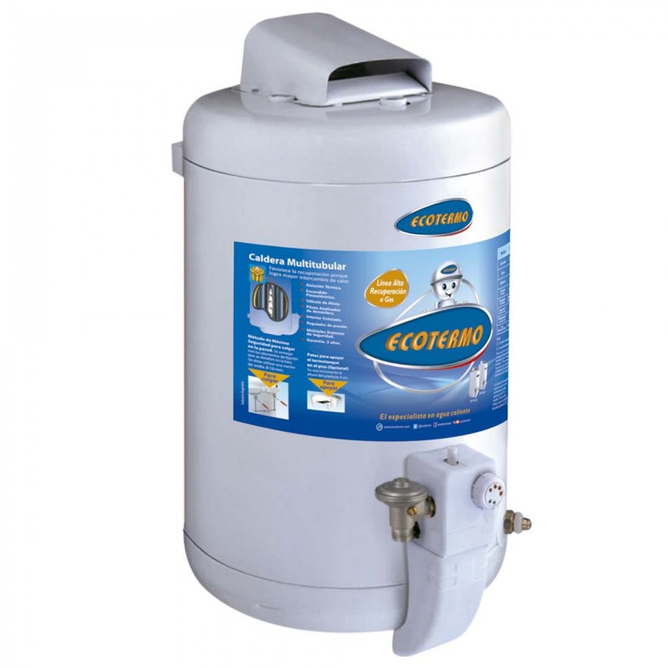 Imagen Termotanque A Gas Alta Recup Ecotermo Ep53 C/sup 53 Lts Ge