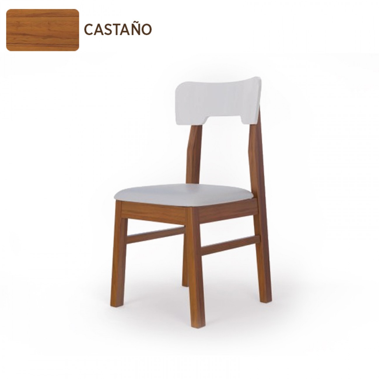 Imagen Silla Comedor Inmacol 145 Escandinava Tapizada Madera Castaño