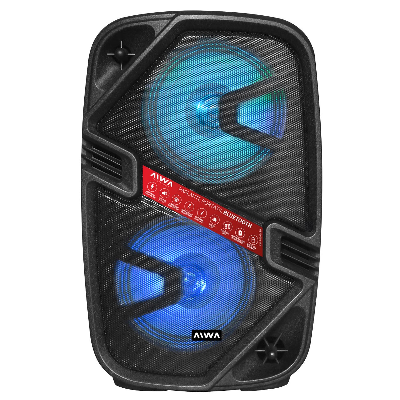 Imagen Parlante Portátil Aiwa Aw-p450d-sn 15w Rms 2x6,5" Bluetooth