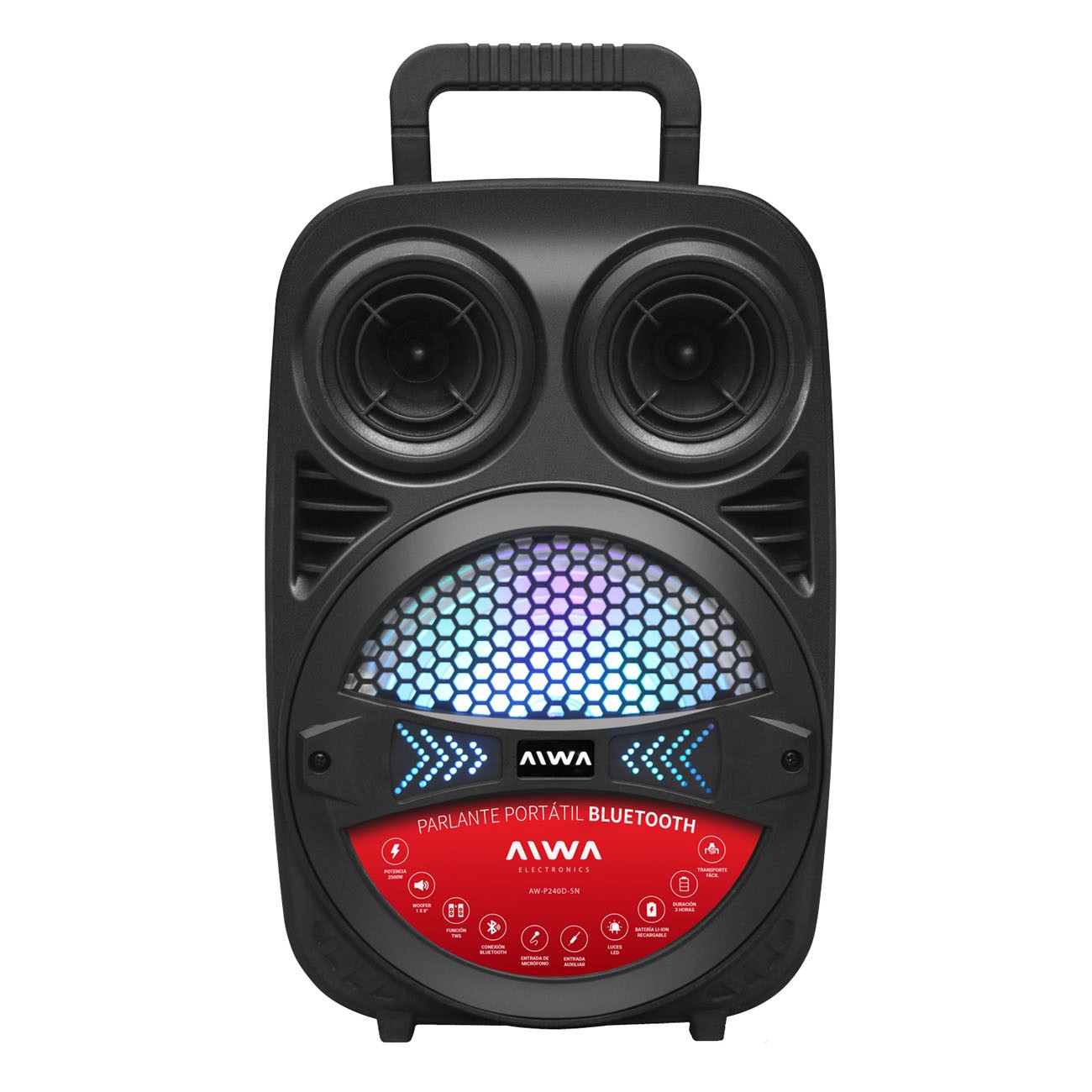 Imagen Parlante Portátil Aiwa Aw-p240d-sn 8w Rms 8" Bluetooth