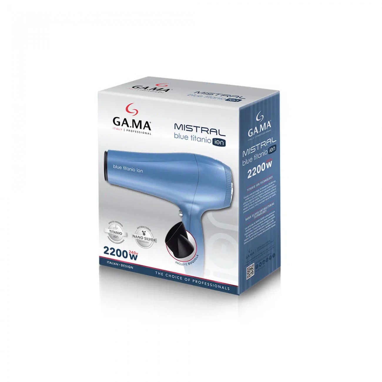 Imagen Secador De Pelo Gama Mistral Titanium Blue Ion 2200w 2 Vel