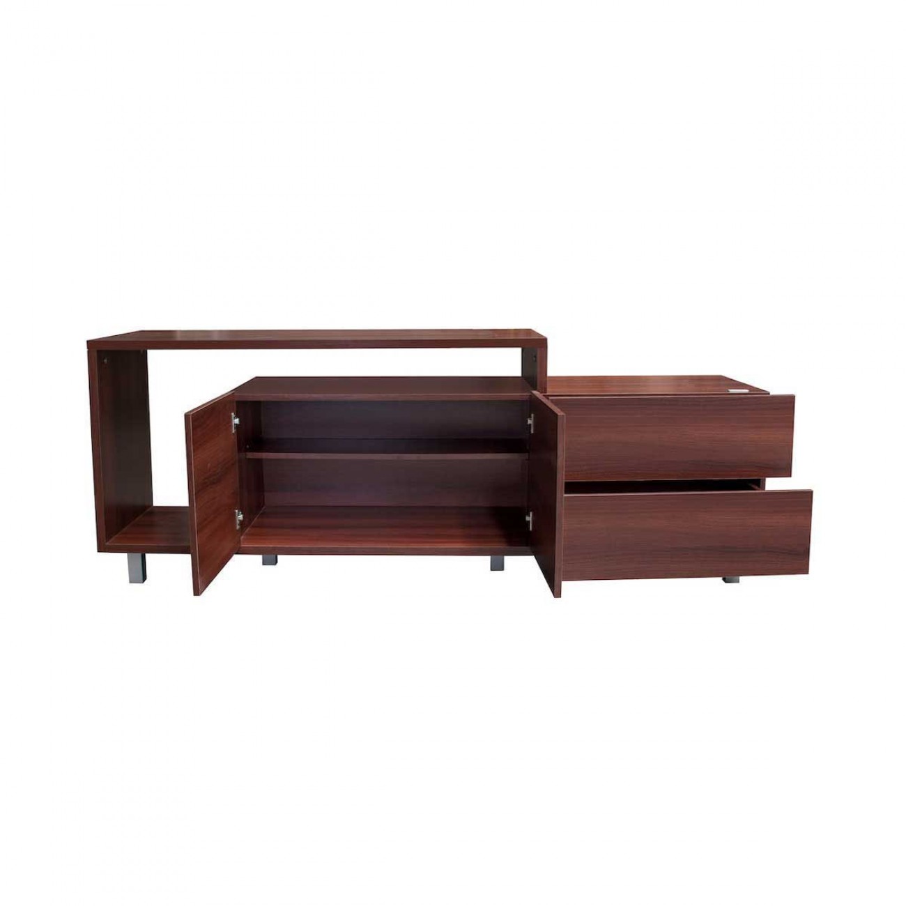 Imagen Rack De Tv Platinum 2605 1.8 M 2 Cajones 2 Puertas Estantes Cedro