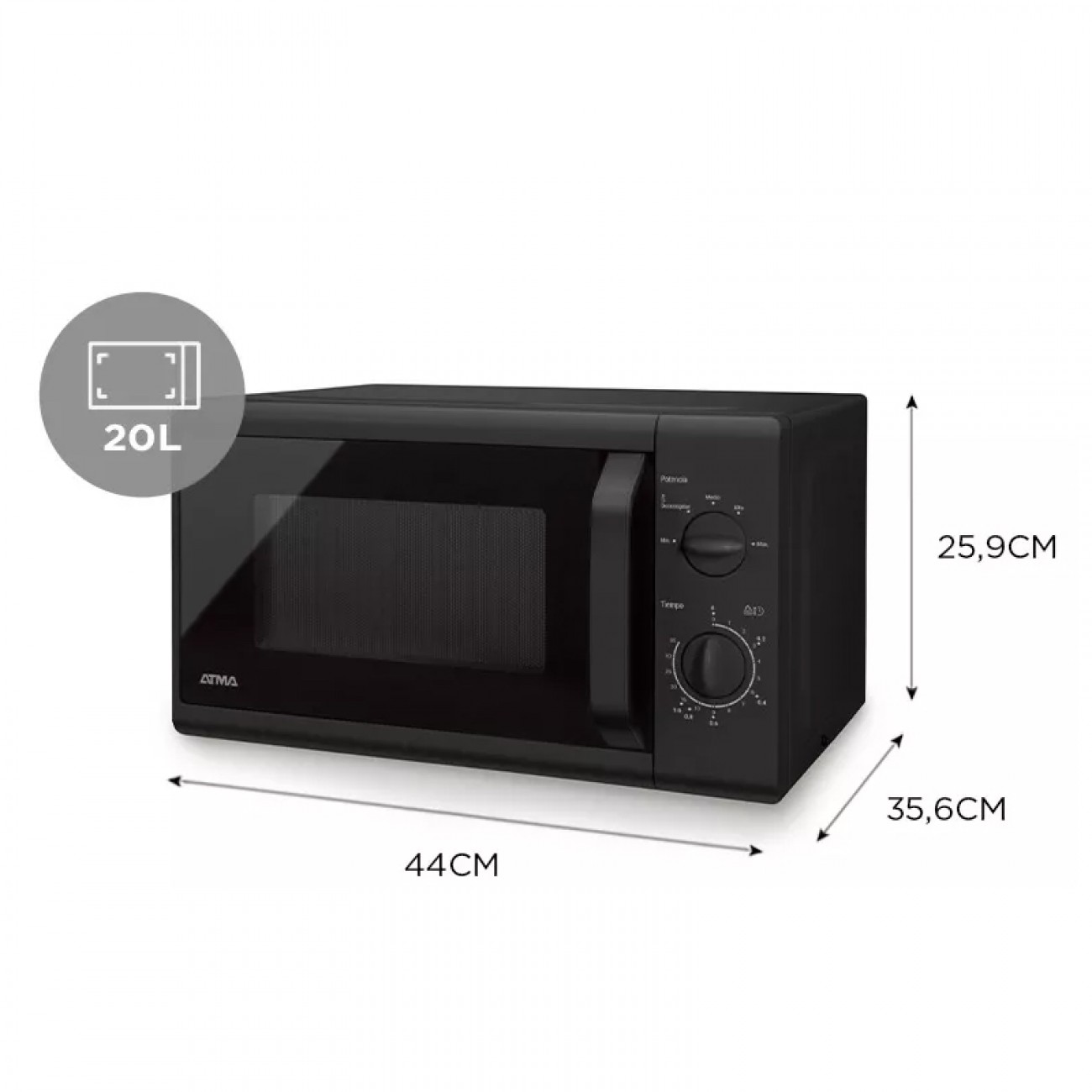 Imagen Microondas Atma Matrb20an 20 Lts Mecánico Negro