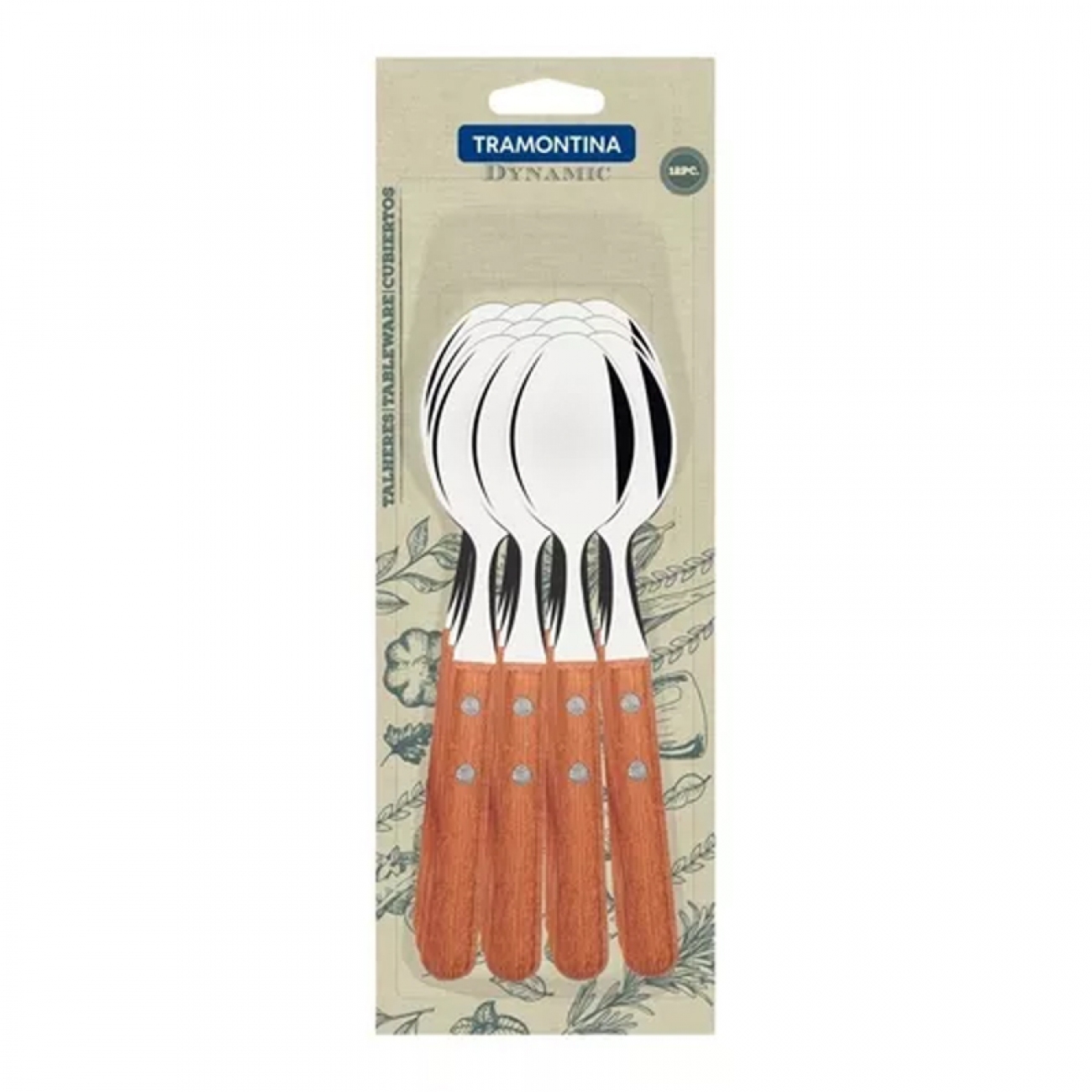Imagen Juego De Cucharas X12 Tramontina Dynamo Mango Madera