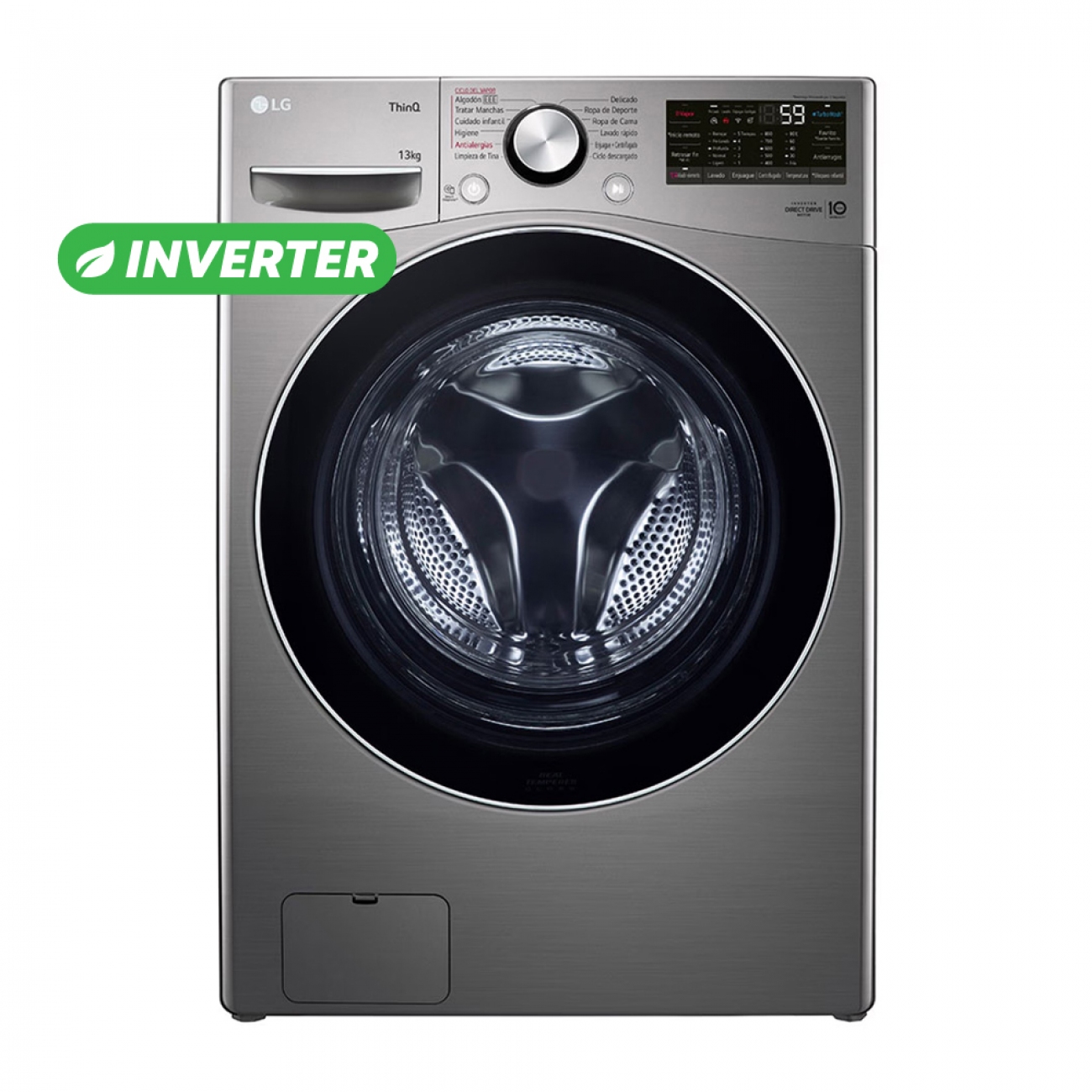 Imagen Lavarropas Automático Inverter Lg Wm13egs6 13 Kg Silver Wifi