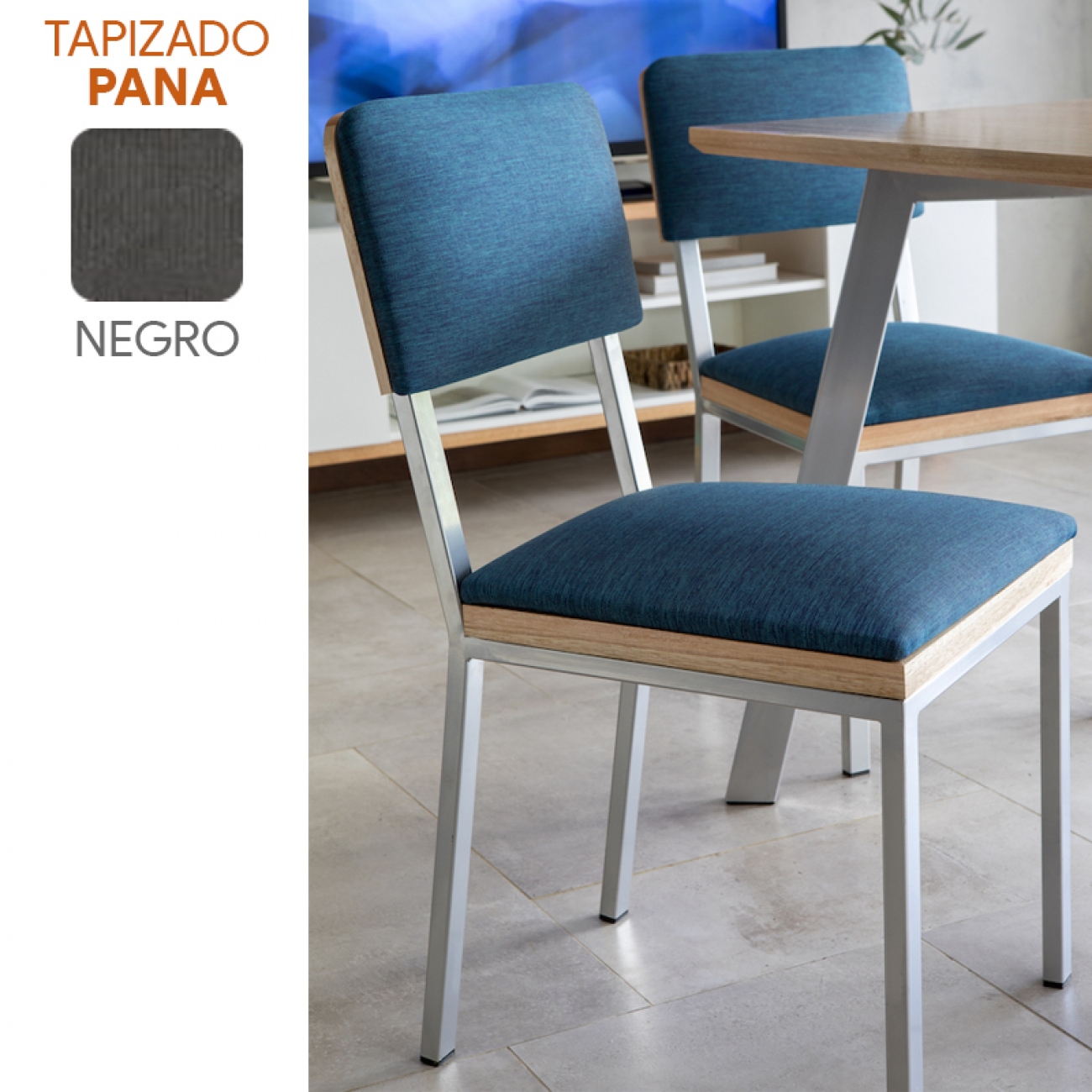 Imagen Silla Comedor Sil-car Tinca Pana Negro Caño 30x20 Aluminio