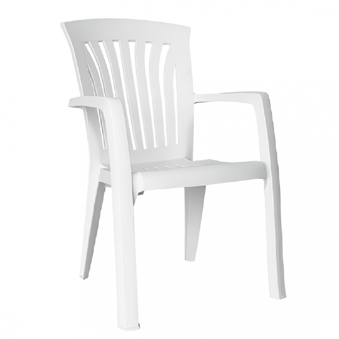 Imagen Sill&oacute;n Pl&aacute;stico De Jard&iacute;n Quality Kansas Apoyabrazo Blanco