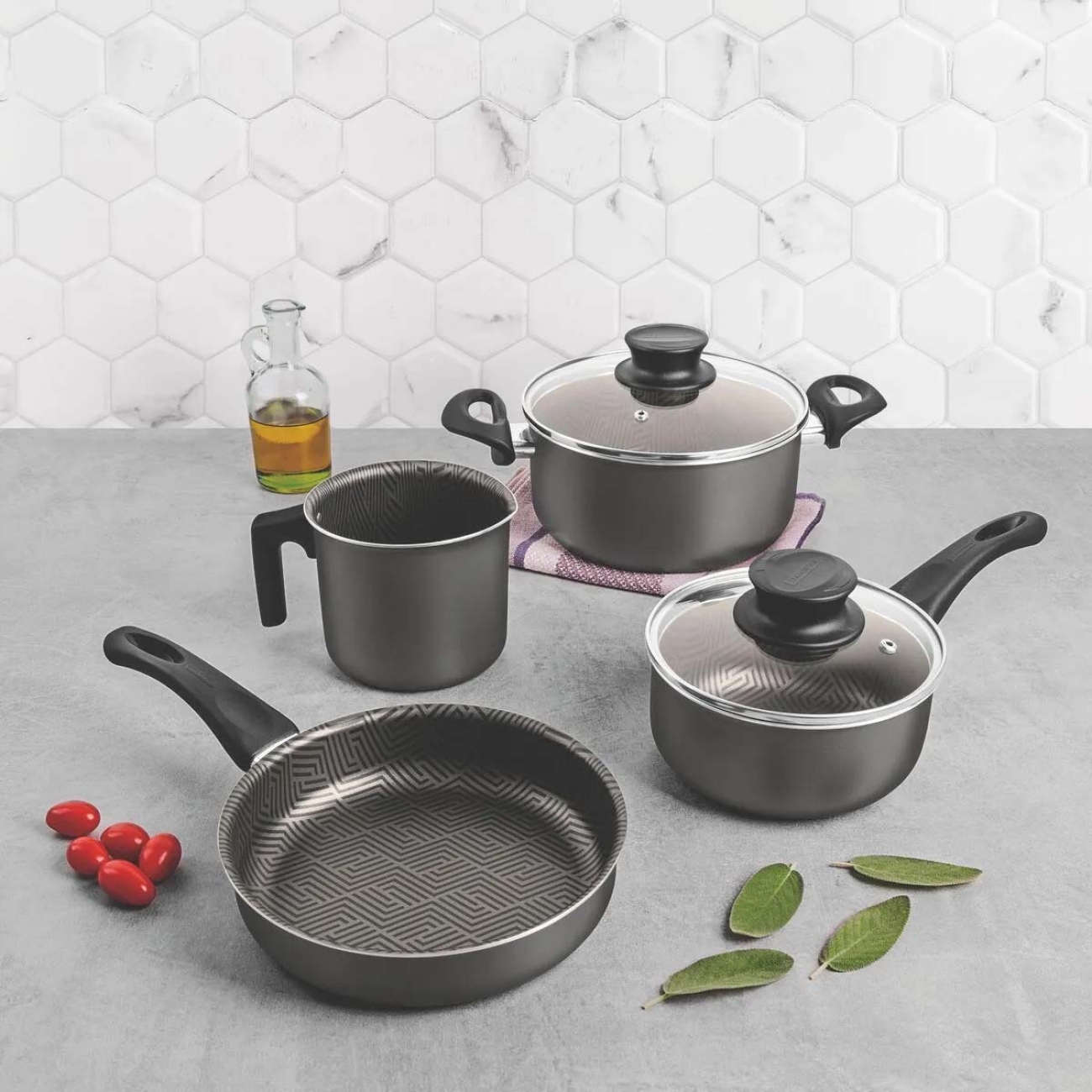 Imagen Set Batería De Cocina Tramontina Paris 4 Piezas Gris