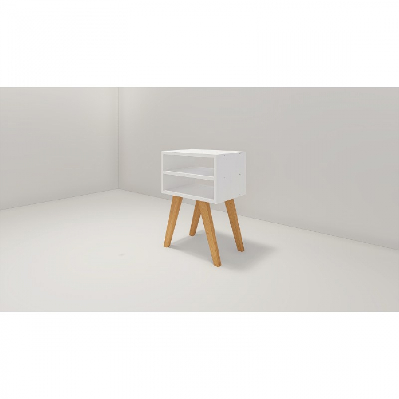 Imagen Mesa De Luz Inmacol 128 Escandinava Sin Cajón Blanco Y Miel