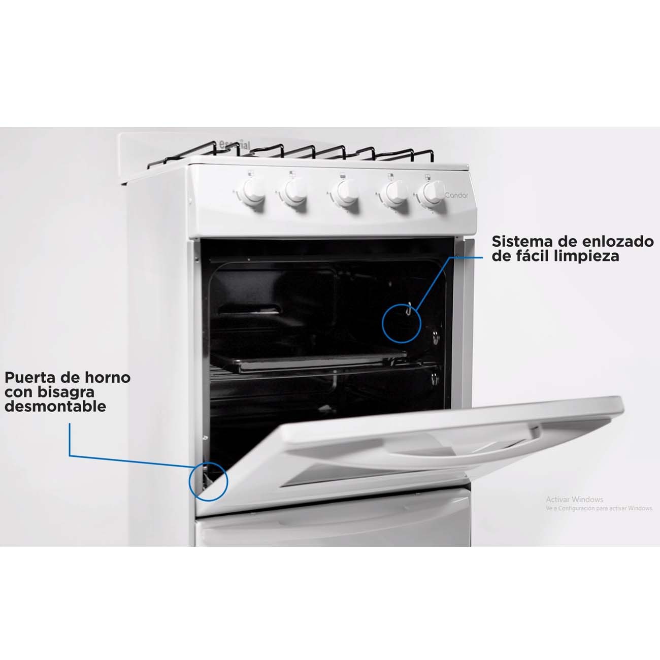 Imagen Cocina Escorial Candor 4h 50cm Blanca Gas Natural