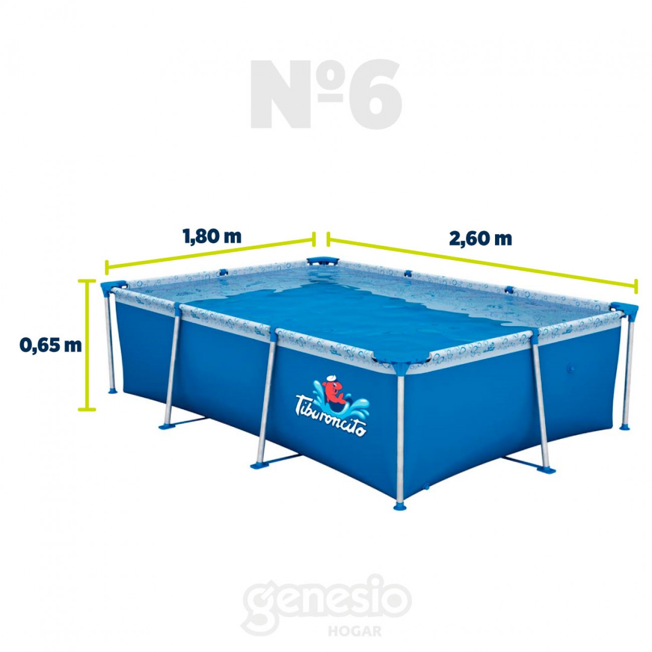 Imagen Pileta De Lona Tiburoncito N 6 3000 Lts 2.60 X 1.80 X 0.65 M