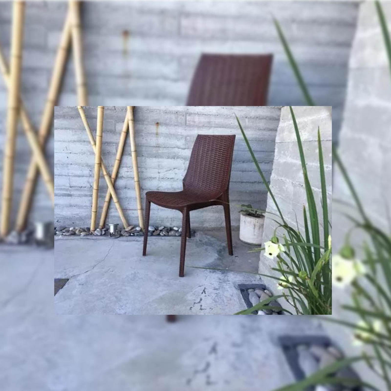 Imagen Silla Pl&aacute;stica Quality Harmony Simil Rat&aacute;n Chocolate