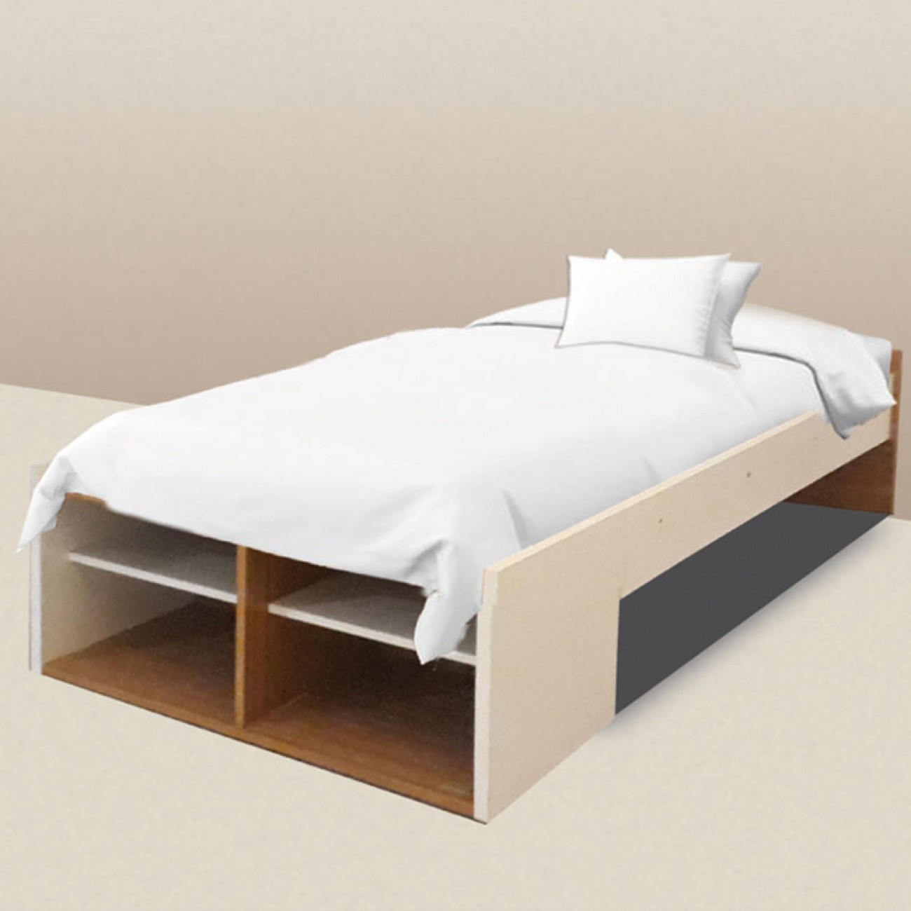 Imagen Cama 1 Plaza Platinum 952 0&period;90m Con Espacio De Guardado Cedro