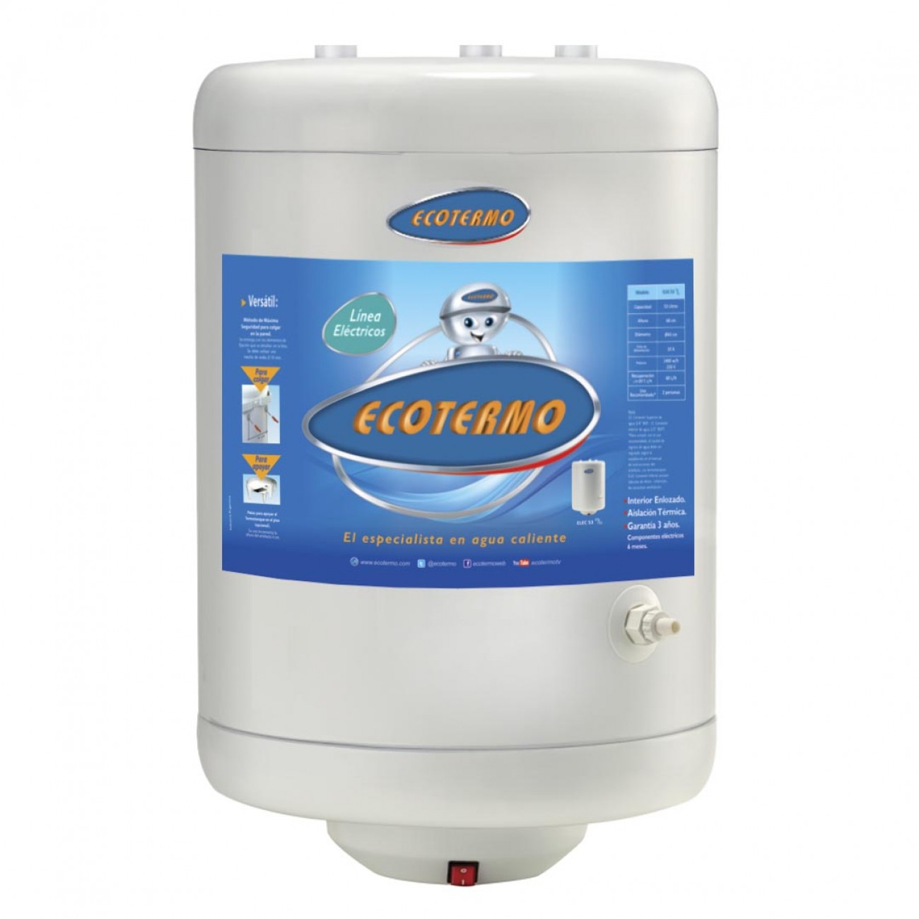 Imagen Termotanque Eléctrico Ecotermo Elec53le 49 Lts Conex Inferior