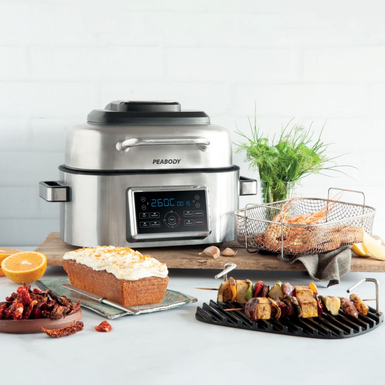 Imagen Freidora De Aire Sin Aceite Peabody Pe-afg01ix 6l Digit Inox