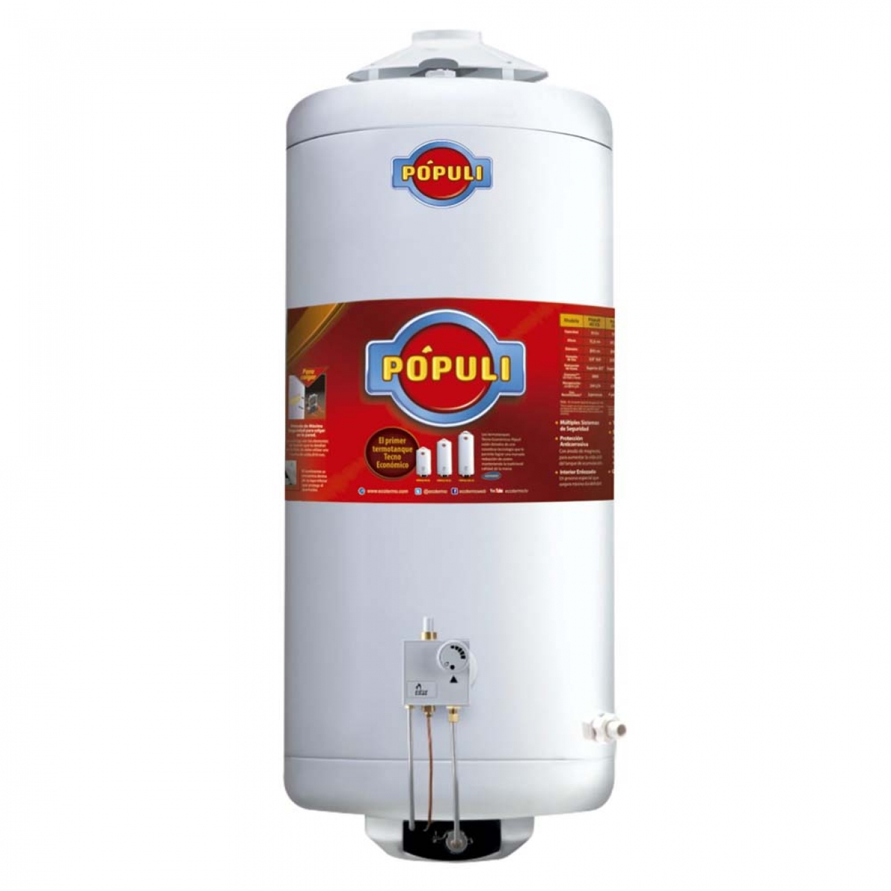 Imagen Termotanque A Gas Ecotermo Populi 70 C/sup 70 Lts Ge