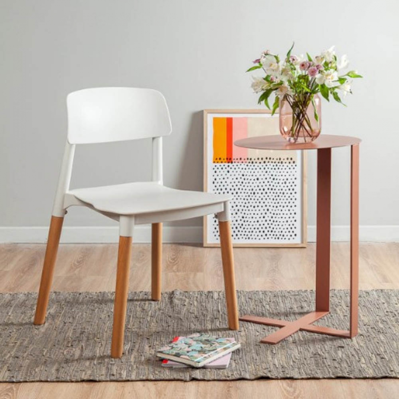 Imagen Silla De Dise&ntilde;o Comedor Quality Milan Patas De Madera Blanca