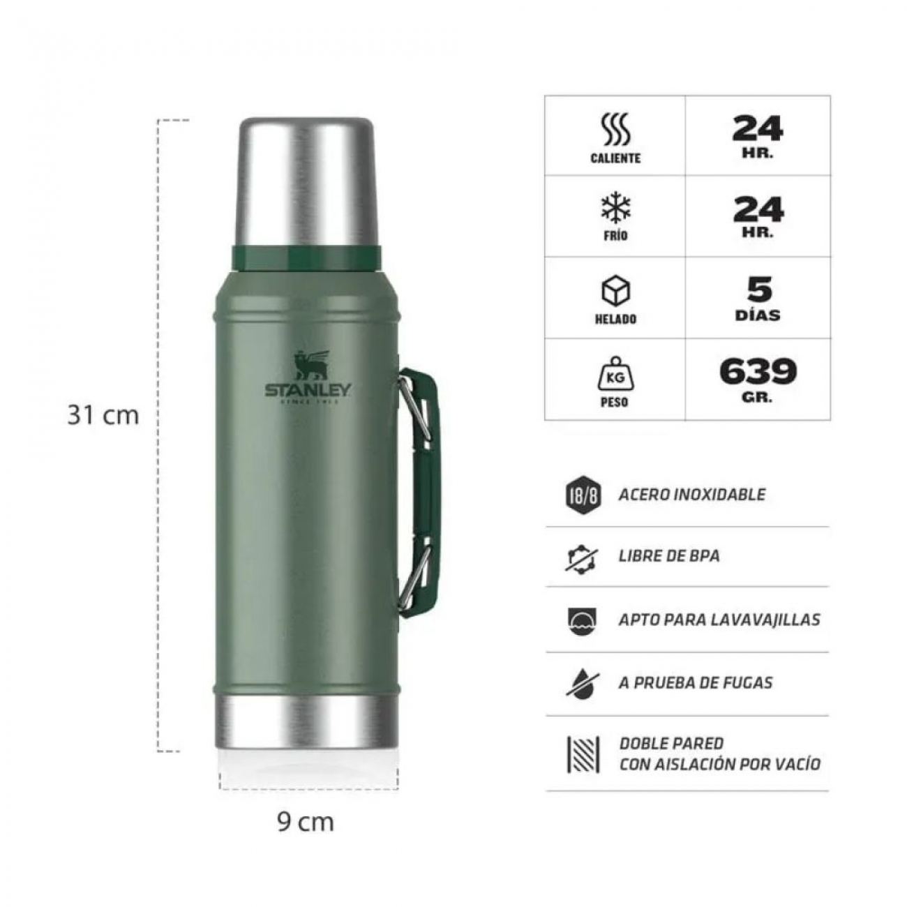 Imagen Termo Stanley 950ml Acero Inoxidable Verde