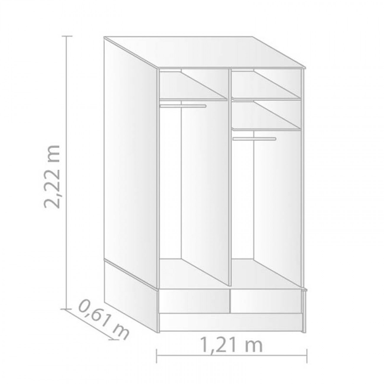 Imagen Placard Ropero Platinum 634 1,2 Mts 2 Puertas Corredizas Blanco Veta